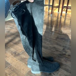 Black suede knee high boots